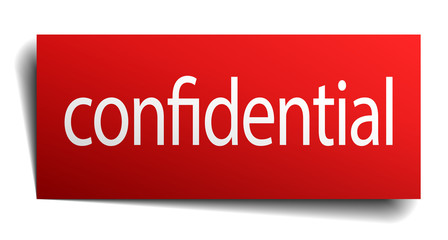 confidential red paper sign isolated on white