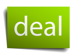 deal green paper sign on white background