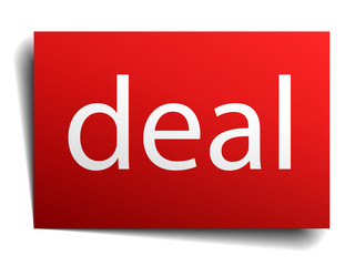 deal red square isolated paper sign on white