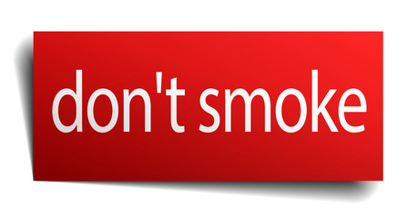 don't smoke red square isolated paper sign on white