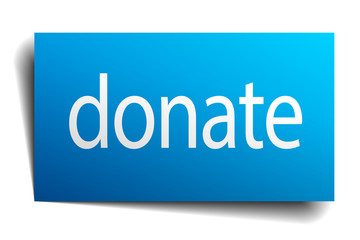 donate blue paper sign on white background