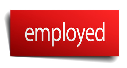 employed red square isolated paper sign on white