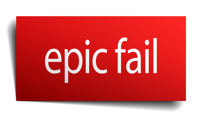 epic fail red square isolated paper sign on white