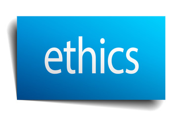 ethics blue paper sign on white background