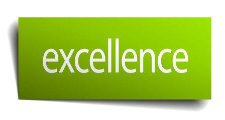 excellence green paper sign isolated on white