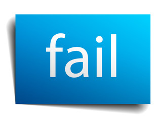 fail blue paper sign on white background
