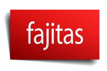 fajitas red square isolated paper sign on white