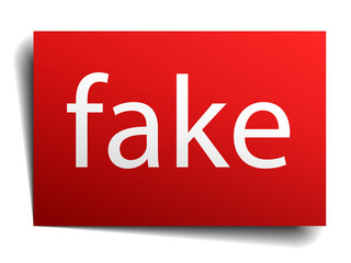 fake red square isolated paper sign on white