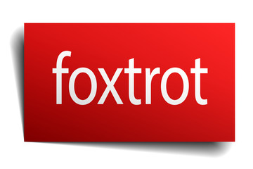 foxtrot red paper sign on white background