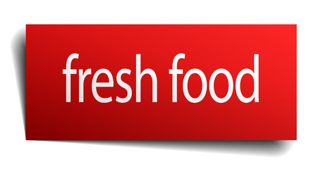 fresh food red paper sign on white background