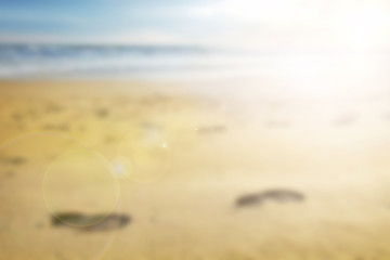 Fototapeta na wymiar Blur Background Blue Sky Beach and in Summer Season