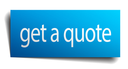 get a quote blue paper sign isolated on white