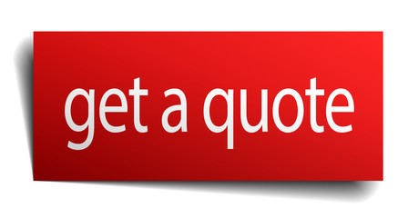 get a quote red paper sign on white background