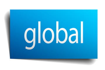 global blue paper sign on white background