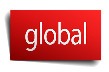 global red square isolated paper sign on white