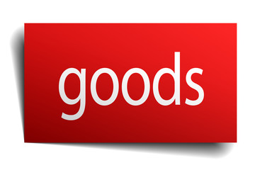 goods red square isolated paper sign on white