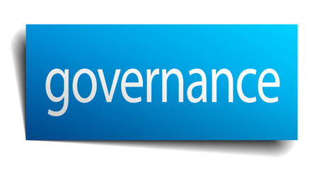 governance blue paper sign on white background