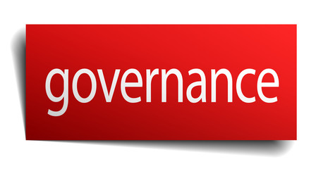 governance red square isolated paper sign on white