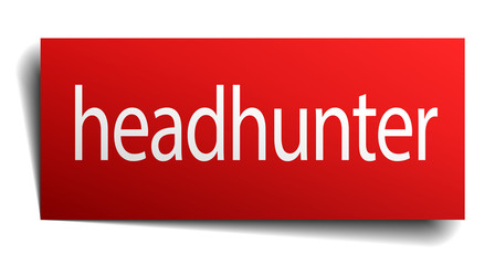 headhunter red square isolated paper sign on white