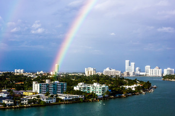 Naklejka na ściany i meble Rainbow over the Normandy shores Miami