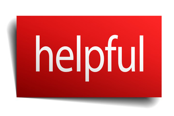 helpful red square isolated paper sign on white
