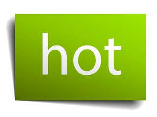 hot green paper sign isolated on white
