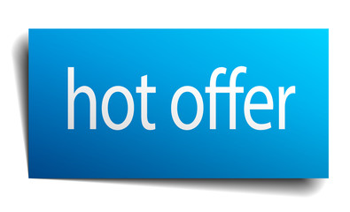 hot offer blue paper sign on white background