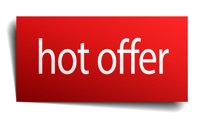 hot offer red square isolated paper sign on white