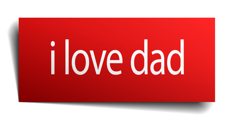 i love dad red square isolated paper sign on white