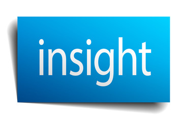 insight blue paper sign on white background