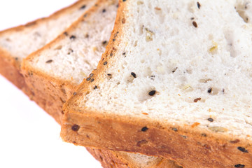 selective focus closeup cereal and black sesame bread 