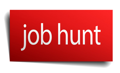 job hunt red square isolated paper sign on white
