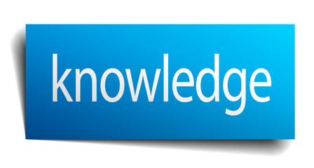 knowledge blue paper sign on white background