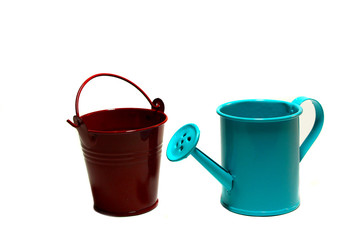 Handshower and garden bucket on a white background