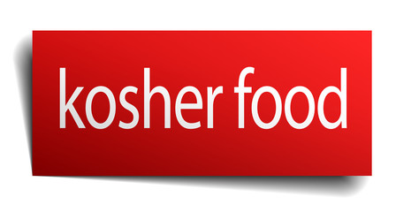 kosher food red square isolated paper sign on white