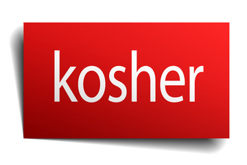 kosher red square isolated paper sign on white