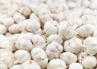 close up of garlic on market stand