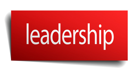 leadership red square isolated paper sign on white
