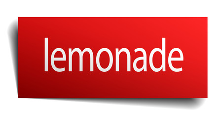 lemonade red square isolated paper sign on white