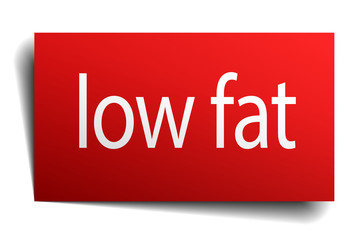 low fat red square isolated paper sign on white