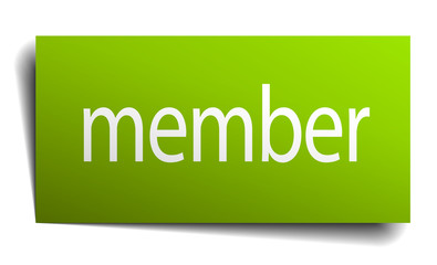 member green paper sign on white background