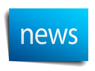 news blue paper sign on white background