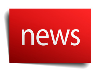 news red square isolated paper sign on white