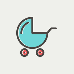Baby stroller thin line icon