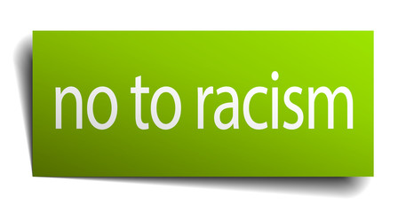 no to racism square paper sign isolated on white