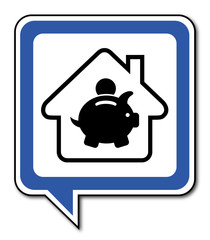Logo maison et tirelire.