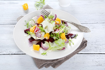 Salad with sauce on a plate