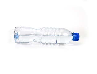 fresh drink water bottle horizontal placed on white background