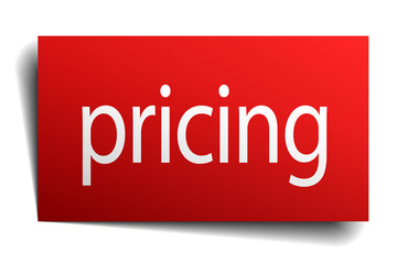 pricing red paper sign on white background