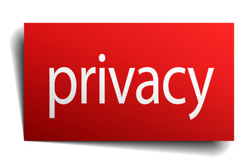 privacy red paper sign on white background